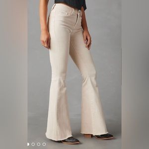 Vici Christina High Rise Flare Frayed Hem Jeans - Beige